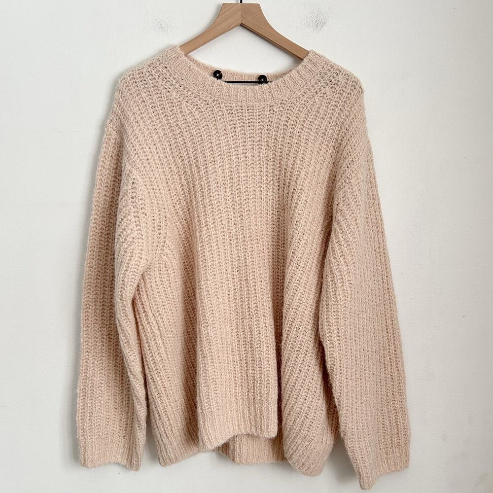 Reformation Spence Chunky Knit Pullover Sweater Size XL Pink